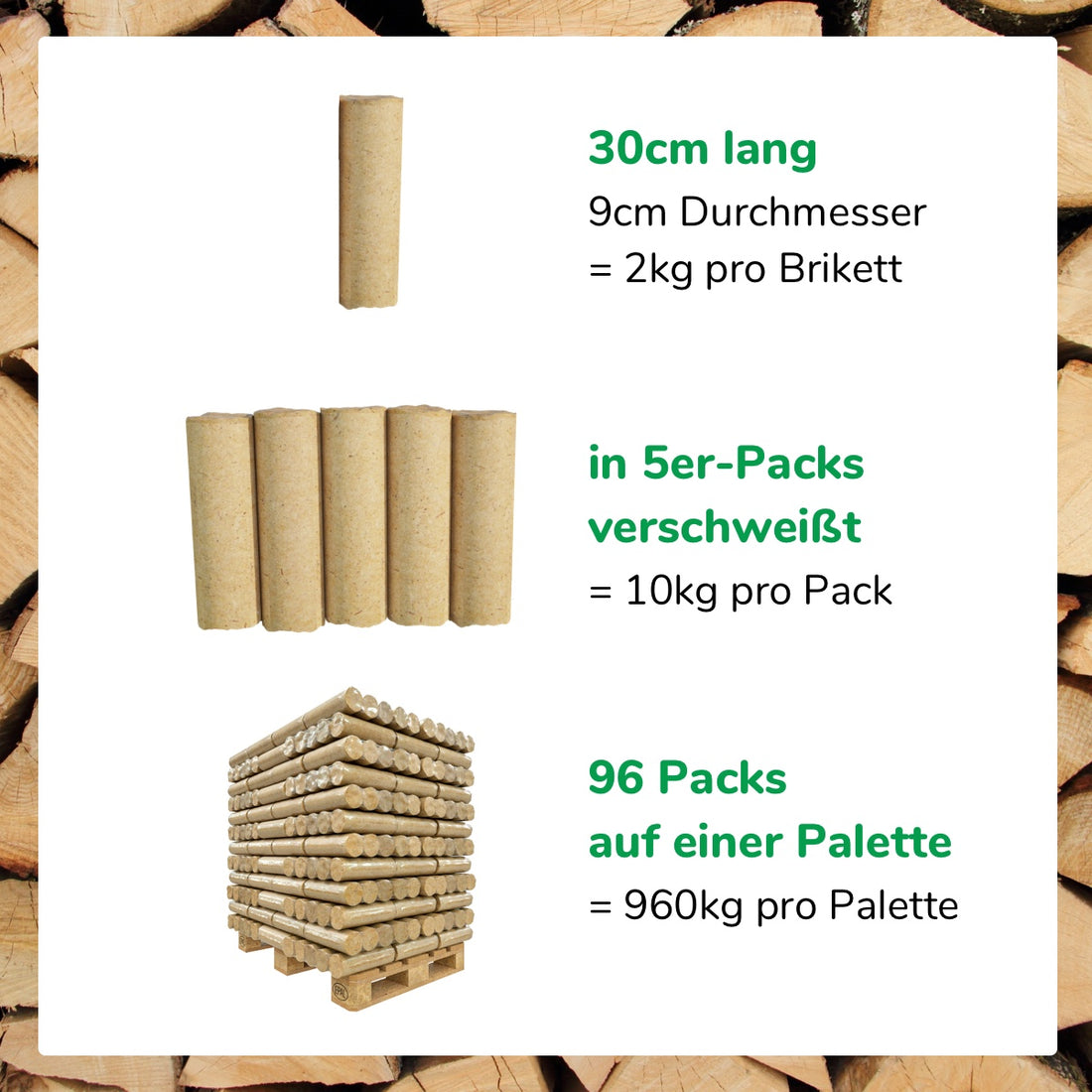 Premium-Holzbriketts (Nestro) 960 kg)
