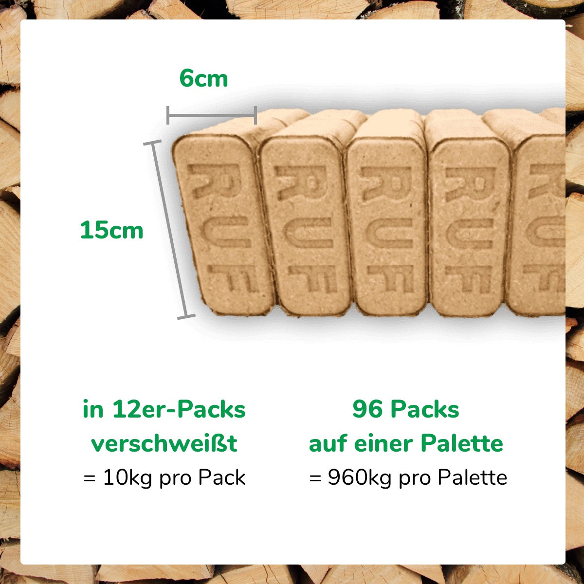 Premium-Holzbriketts (RUF)  (960 kg)