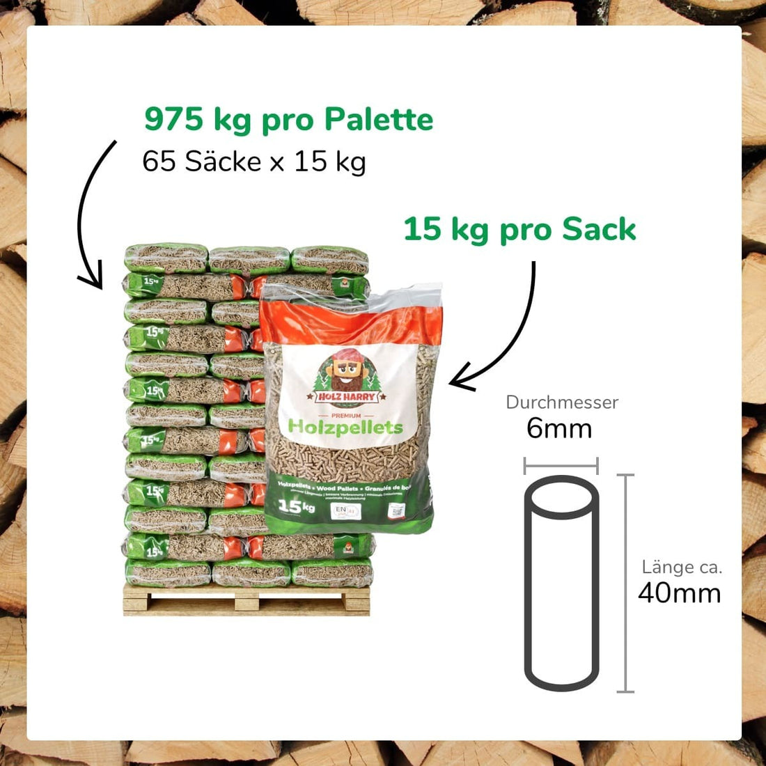 Holz Harry Premium-Holzpellets ENplusA1 975kg